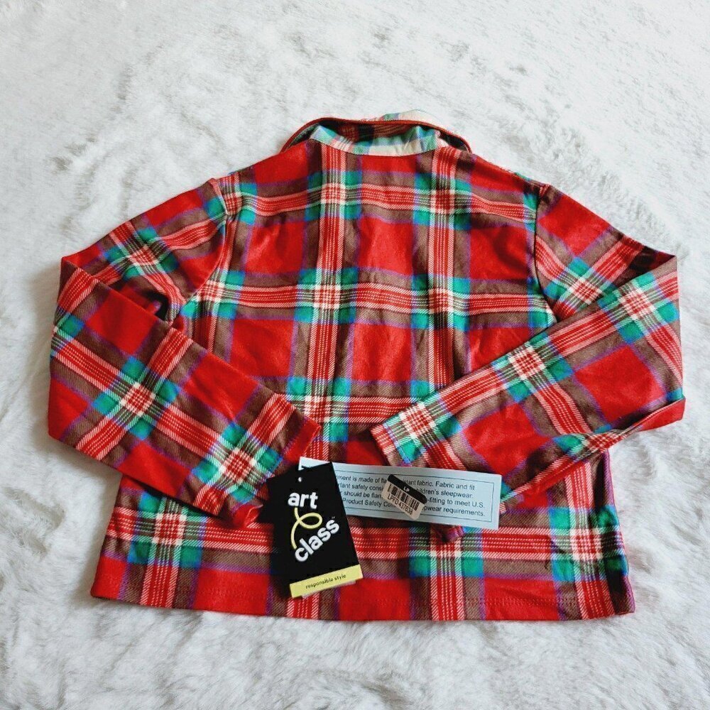 Art Class Girls' 2pc Flannel Long Sleeve Button up Pajama Set (small) 4KIDi-BH - Picture 4 of 5